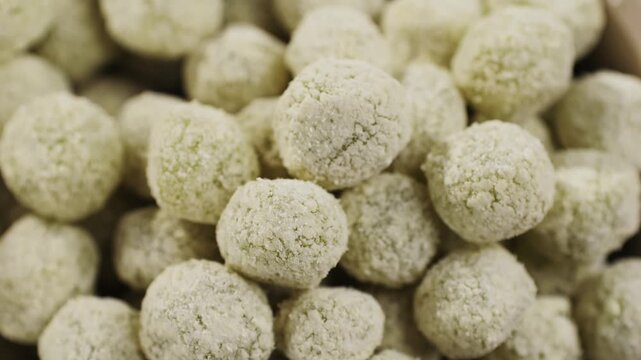 Organic tapioca pearls close-up in a bowl on a wooden table, asian dessert dish, chinese traditional drink, dry pearl.