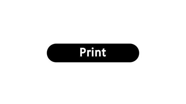 Click on print button with computer arrow cursor, Button Click or press print button on transparent background. Perfect for vlog assets. animation template for video editing 4k alpha channel