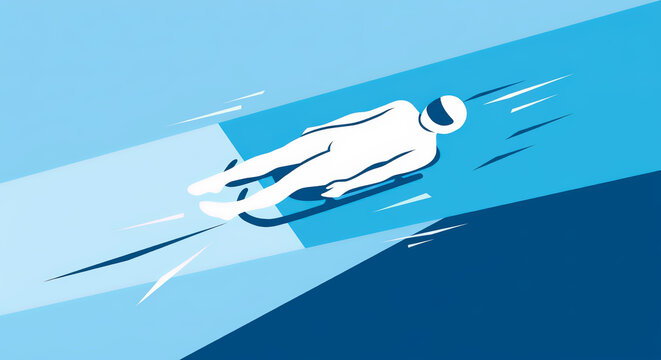 Luge sled race athlete winter sport 3D isometric icon.