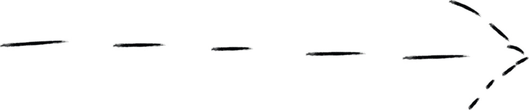 dashed arrow pointing right, black line with arrowhead