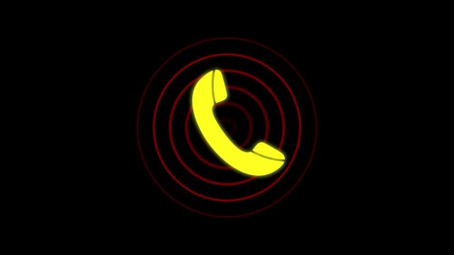 nice phone call icon with wave roundpoint shaking motion video on dark background