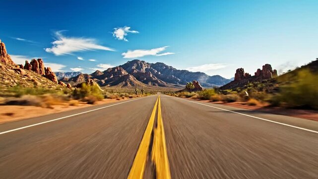 Desert Road Adventure - A Scenic Drive Through the Mountains.