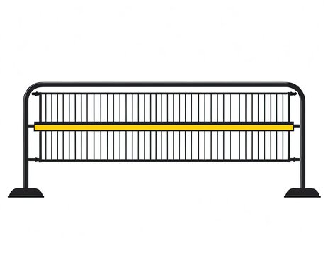 A black and yellow striped barricade on a white background, great for construction or protest-themed illustrations