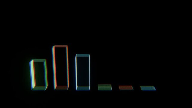 3d stylised bar chart graph on black background
