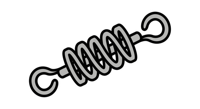 Coiled metal spring with hooks.