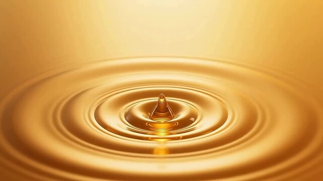 Golden droplet hovering above water