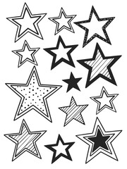 Fototapeta premium Hand drawn doodle star collection vector graphic for decoration and celebration