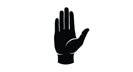 Fototapeta premium Black silhouette of an open hand with fingers extended and thumb curved