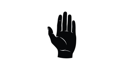 Fototapeta premium A black silhouette of a human hand displaying a stop gesture