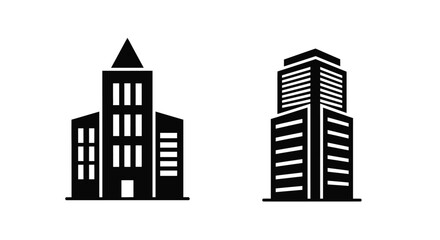 Fototapeta premium Simple black and white illustration of two modern building silhouettes
