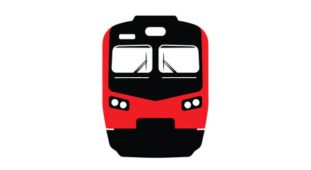 Front view of a stylized red and black train locomotive illustration © Siam Studio