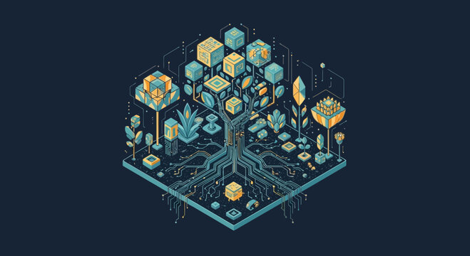 Tree with roots and leaves growing.