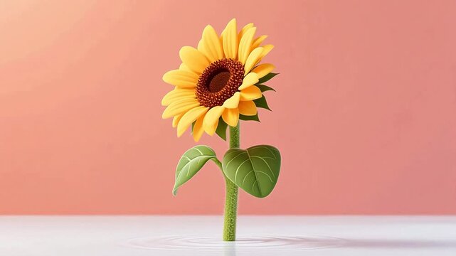 Sunflower with yellow petals and green stem