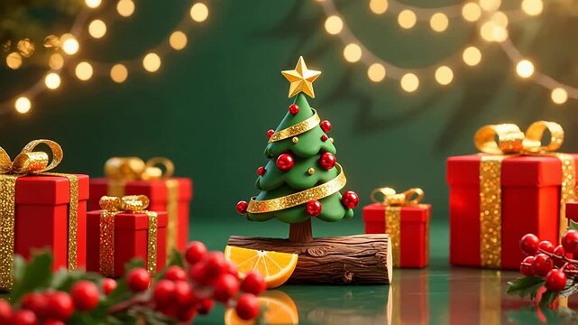 Mini christmas tree with festive decorations