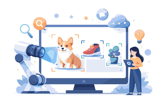 Icon ai system recognition cute illustration simple minimalism vector generation image object detection