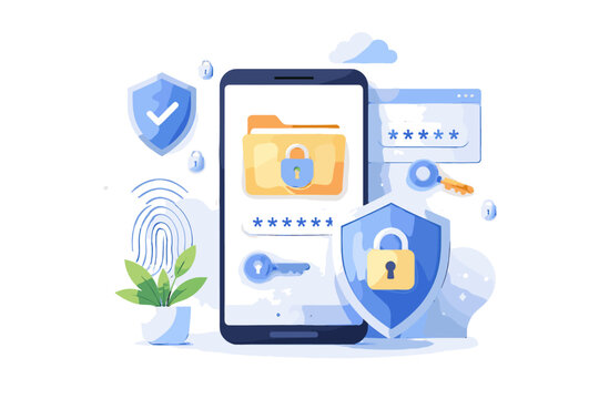 System password flat design vector secure manager simple simple shapes icon image digital generation