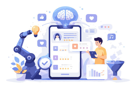 Concept recommendation image icon smart engine vector generation minimalism simple ai bold outline