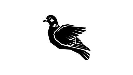 Fototapeta premium Silhouette of a geometric bird in mid-flight on white background