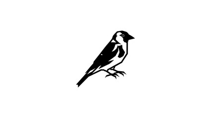 Fototapeta premium Minimalist geometric bird design in black and white silhouette style