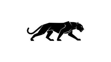 Fototapeta premium Geometric black panther silhouette on white background