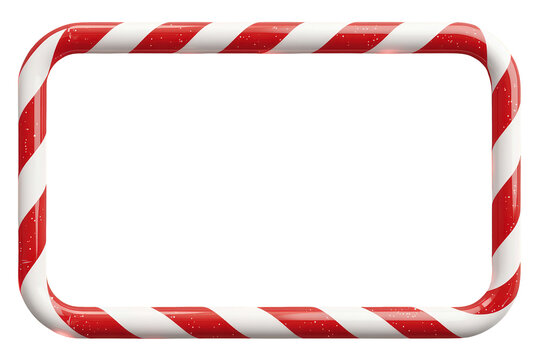 Candy cane christmas frame border creating a festive holiday design with red and white striped peppermint sweet