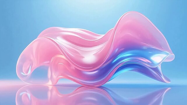 Flowing translucent wave in pink and blue gradient
