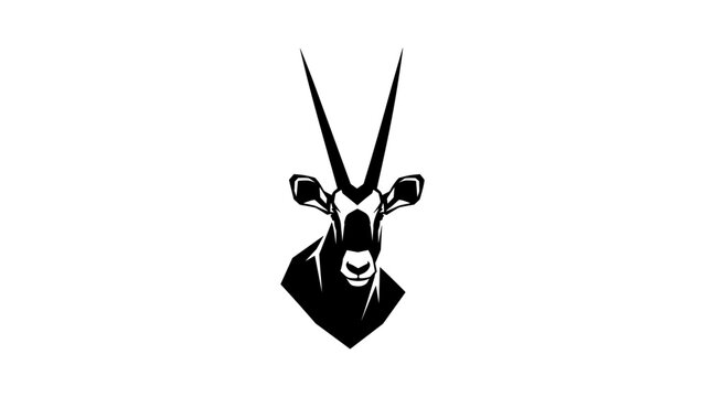 Elegant oryx silhouette art: black and white antelope design
