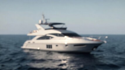 Luxury yacht blurring on blue ocean water creating a dreamy visual for vacation and business concepts