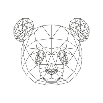 Geometric Panda Head Line Art