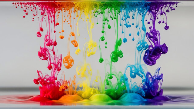 Explosion of Vibrant Colors Dissolving in Water Abstract Art