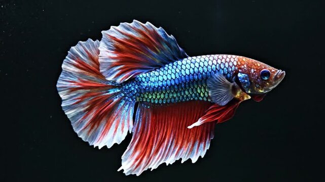 Colorful Betta Fish Swimming Alone.