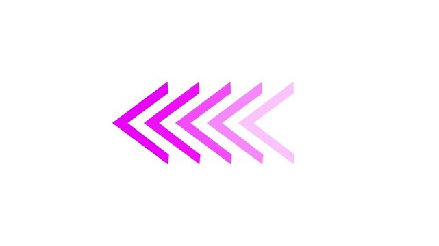 Abstract arrangement of overlapping pink and purple chevron shapes on white