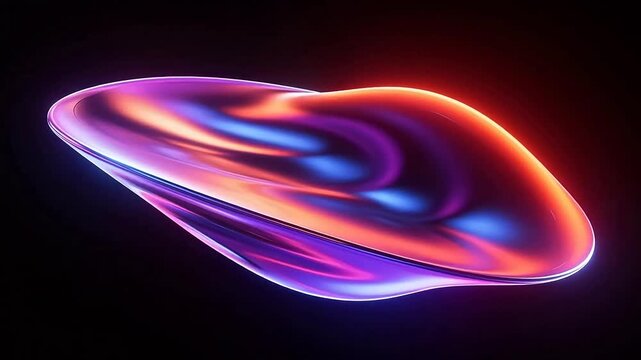 Floating neon mobius strip in black space