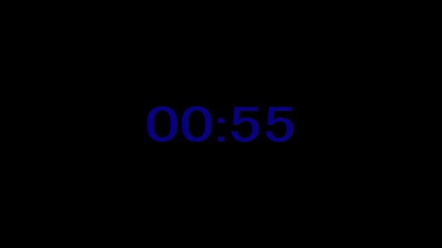 Blue digital timer display showing seconds clock time numbers countdown watch clock time numbers