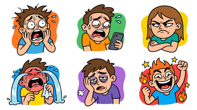 Cartoon people with shocked expressions.