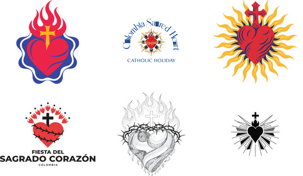 Sacred heart catholic symbols flames