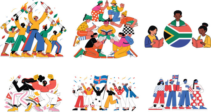 South african flag people celebrating celebration dance