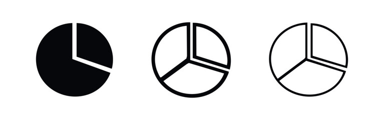 Naklejka premium Pie Chart Data Analysis Icons - Divided into Three Equal Parts