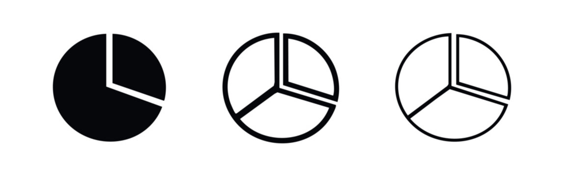 Pie Chart Data Analysis Icons - Divided into Three Equal Parts