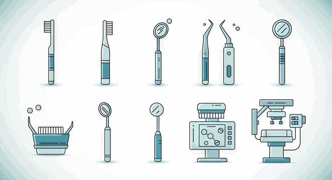 Dentistry dental care and oral hygiene for patient examination preventative treatments and routine check-ups with dentist performing procedures on chair in modern clinic Equipment instruments and