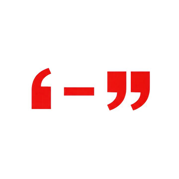 Red quotation mark symbols for citation and dialogue isolated on transparent background