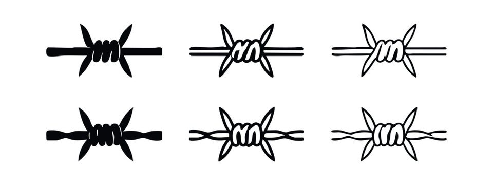 Barbed Wire Security Icons Set