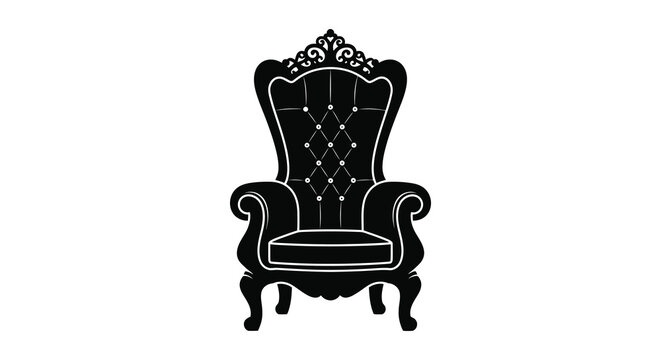 Silhouette of a luxurious throne chair with intricate design and ornate details