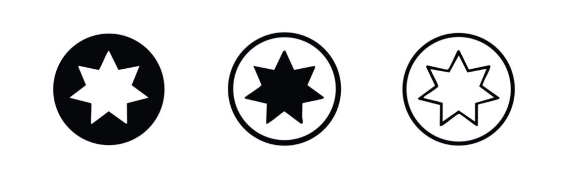 Seven-Pointed Star in Circle Icon Set - Unique Quality or Achievement Symbols