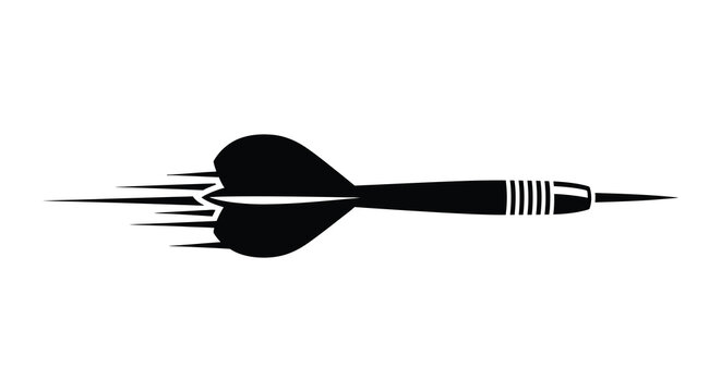 Silhouette of a dart with motion lines on a white background