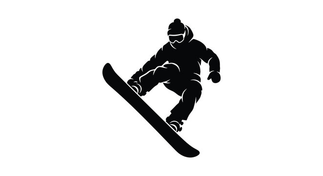 Snowboarder in silhouette performing a trick on a snowboard