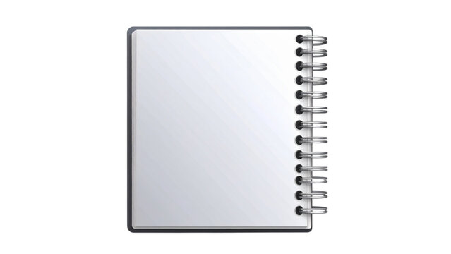 Realistic 3D vector illustration of a blank white spiral notebook mockup for corporate branding stationery design and educational notes isolated on white background.