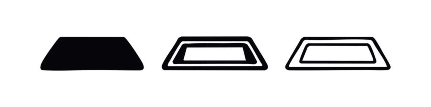 Geometric trapezoid shapes in solid and outline styles, viewed from a slightly bottom perspective.