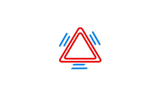 Warning alert triangular symbol with red lines indicating danger or caution for safety notifications, emergency alerts, or hazard warnings, emphasizing visual cues for attention