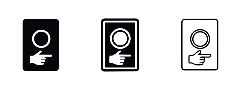 Press button with pointing finger icon set, user interface element